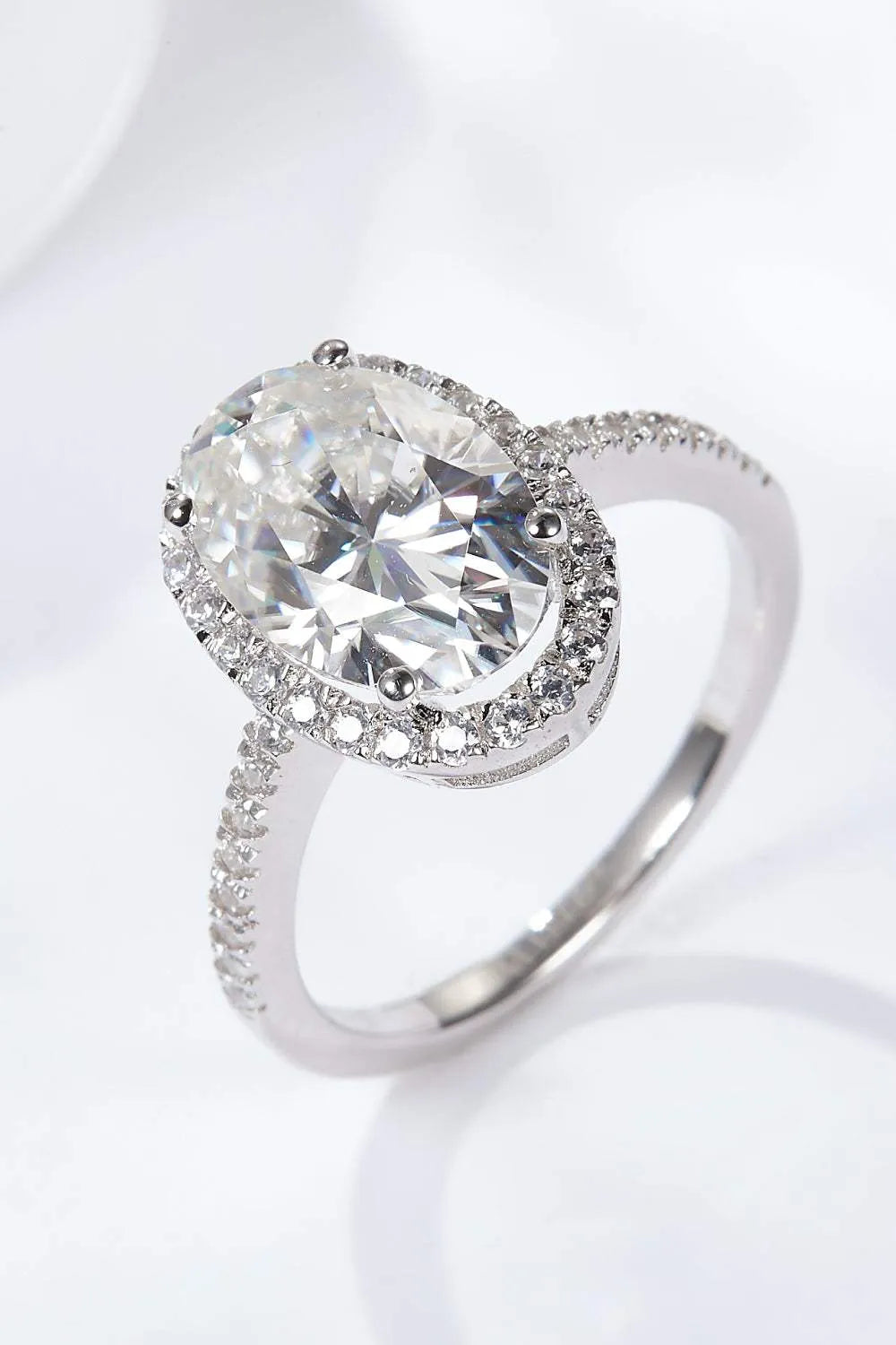 4.5 Carat Moissanite Halo Ring Silver Moissanite - Tophatter Daily Deals